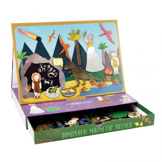 Floss&Rock® Magnetna knjigica Magnetic Play Scenes Dinosaur