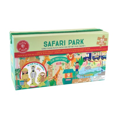 Floss&Rock® Sestavljanka Giant Floor Puzzle z igralnimi figuricami Safari Park (60 kosov)