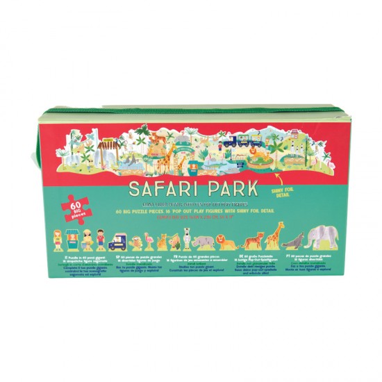 Floss&Rock® Sestavljanka Giant Floor Puzzle z igralnimi figuricami Safari Park (60 kosov)