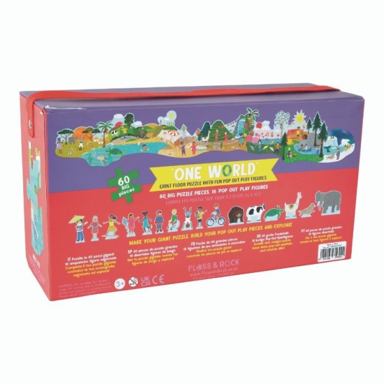 Floss&Rock® Sestavljanka Giant Floor Puzzle z igralnimi figuricami One World (60 kosov)