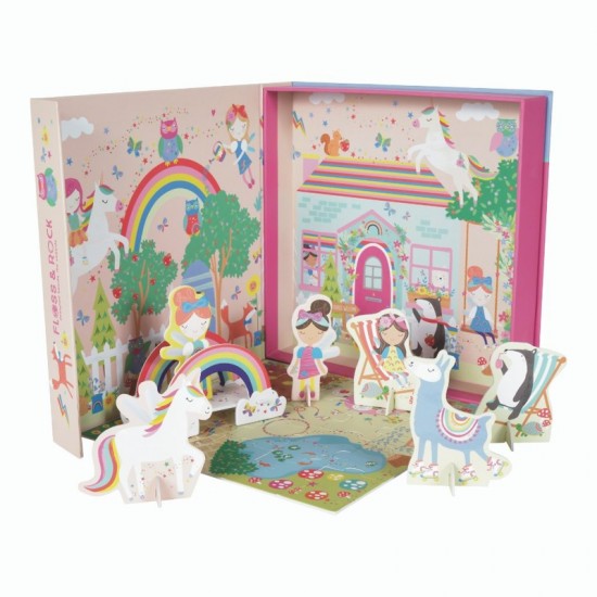 Floss&Rock® Scenarij za ustvarjalno 3D zgodbo Pop Out Play Scene Rainbow Fairy