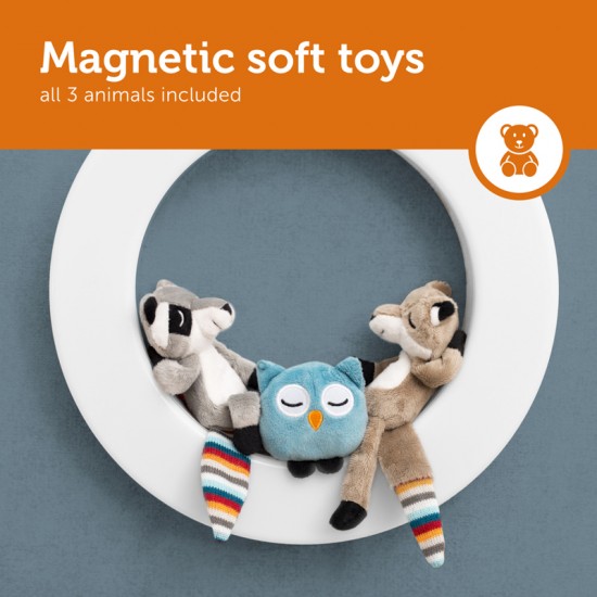 ZAZU Okrogla stenska lučka z mehkimi magnetnimi igračami